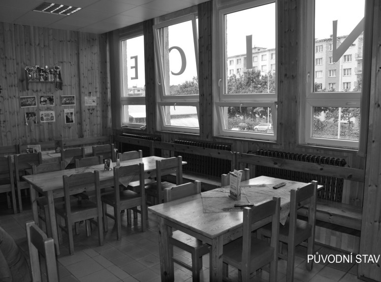 Původní stav interiéru restaurace Kamýk